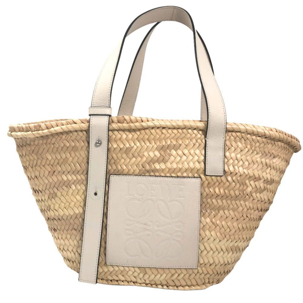 Loewe Shoulder Bag Basket Medium Anagram A223S92X01 Calfskin Palm Leaf White ... - Picture 2 of 12